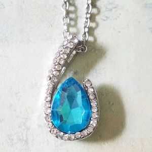 Blue teardrop crystal necklace